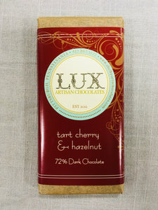 72% Dark Chocolate Tart Cherry & Hazelnut Bars & Squares