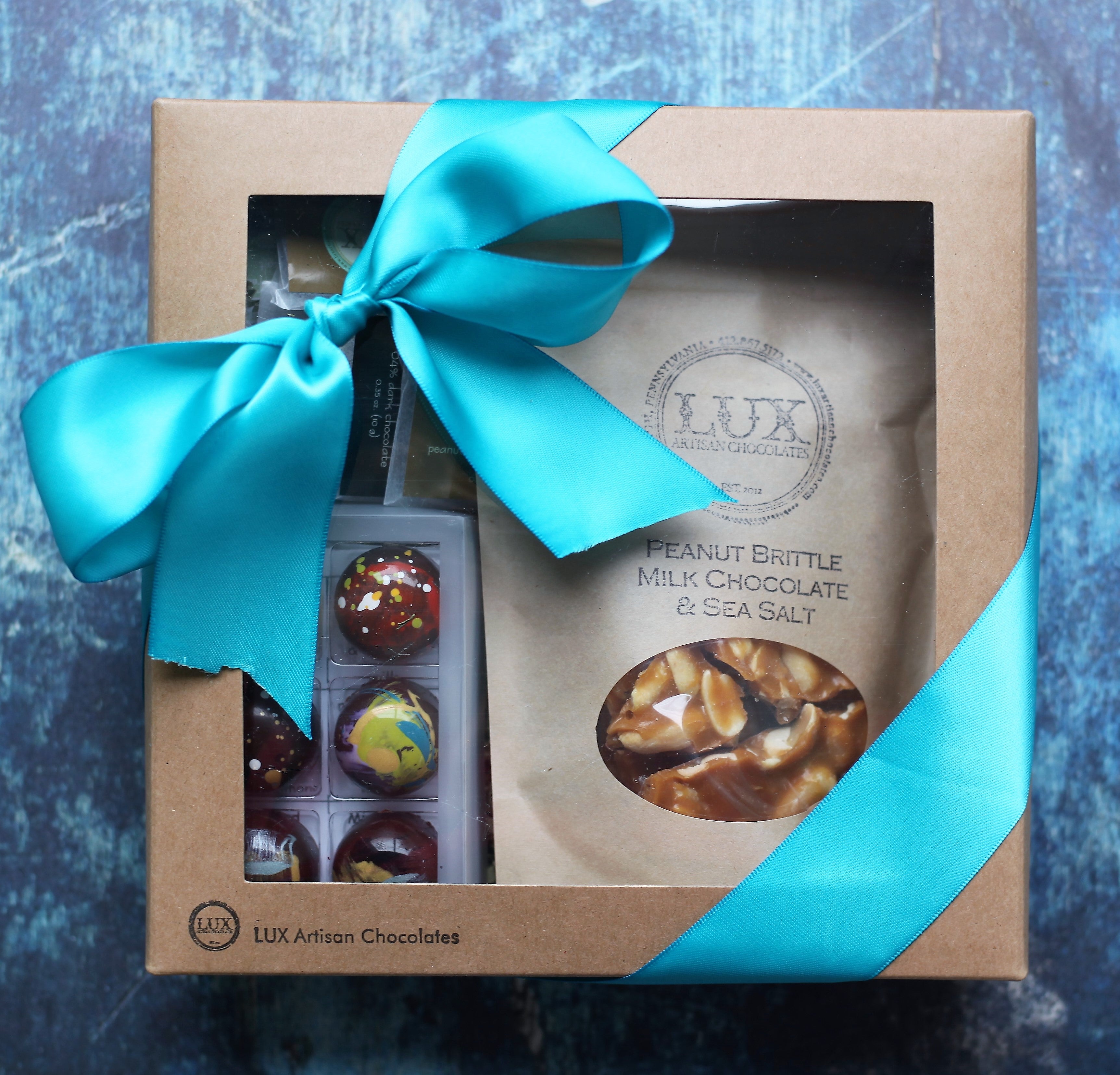 Six Piece Bonbon, Peanut Brittle or Toffee, and Chocolate Squares Gift –  LUX Artisan Chocolates