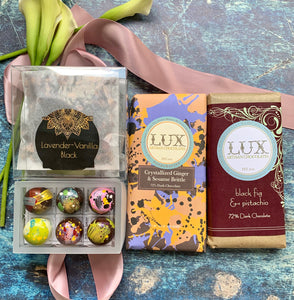 Craft Tea Sampler, Chocolate Bars, & Bonbons Gift Box